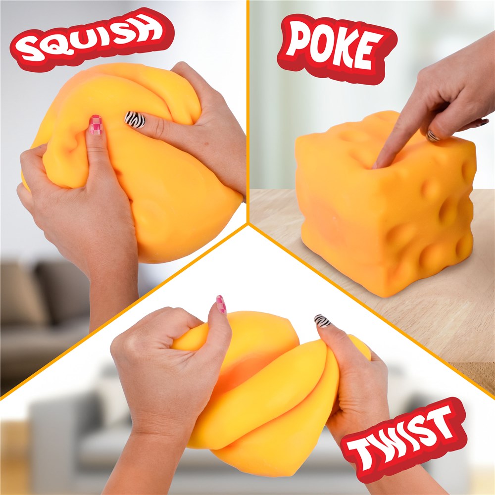 Squishy Cheese Block. Soft Squeeze Fidget for Stress Relief & Hand Strength