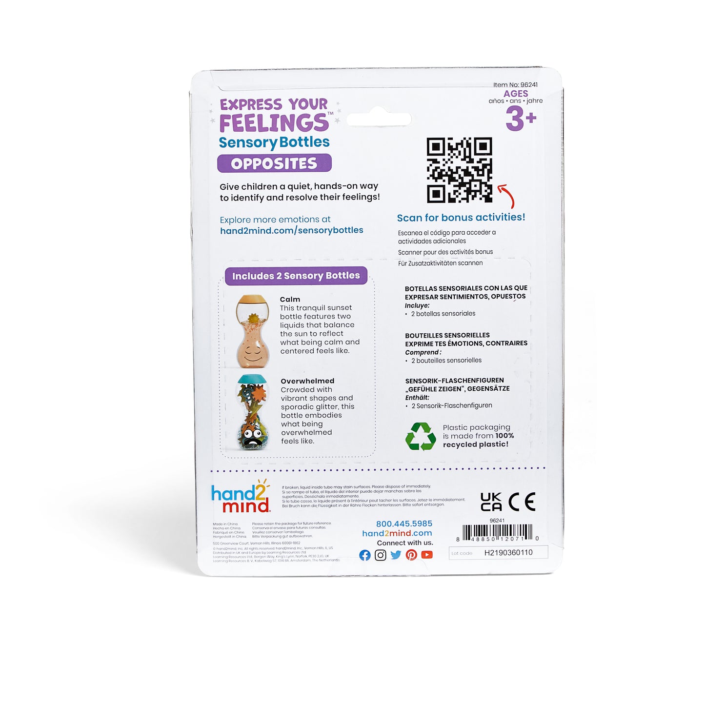Express Your Feelings® Sensory Bottles, Opposites: Overwhelmed and Calm