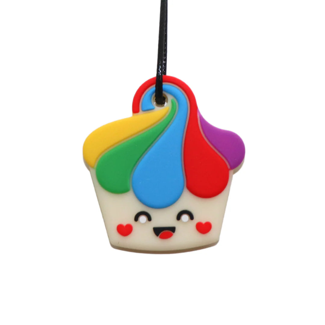 Jellystone Designs Cupcake Pendant rainbow silicone chew necklace