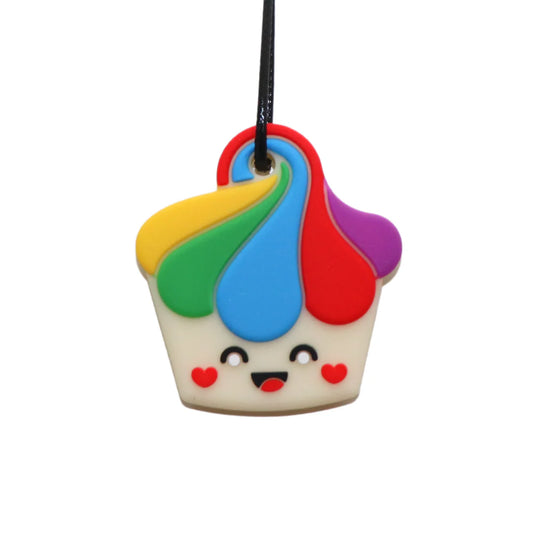 Jellystone Designs Cupcake Pendant rainbow silicone chew necklace