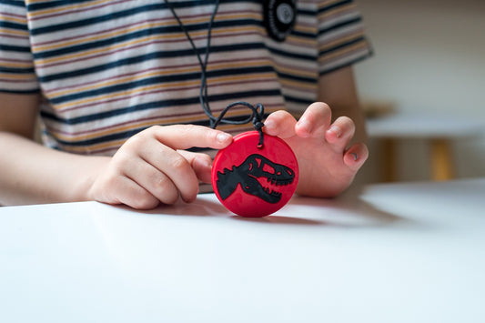 Dino Pendant – Red Chew Pendant Necklace