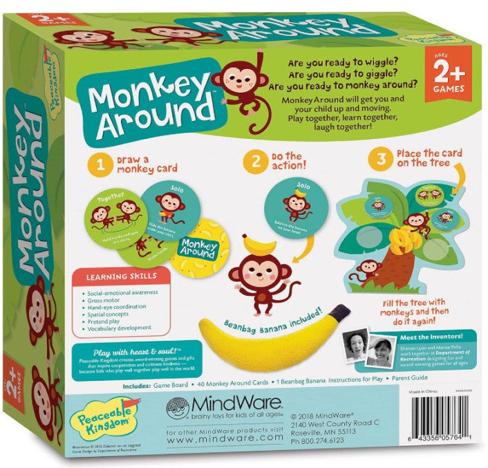 Monkey Around The Wiggle and Giggle Game with tree board and banana bean bag