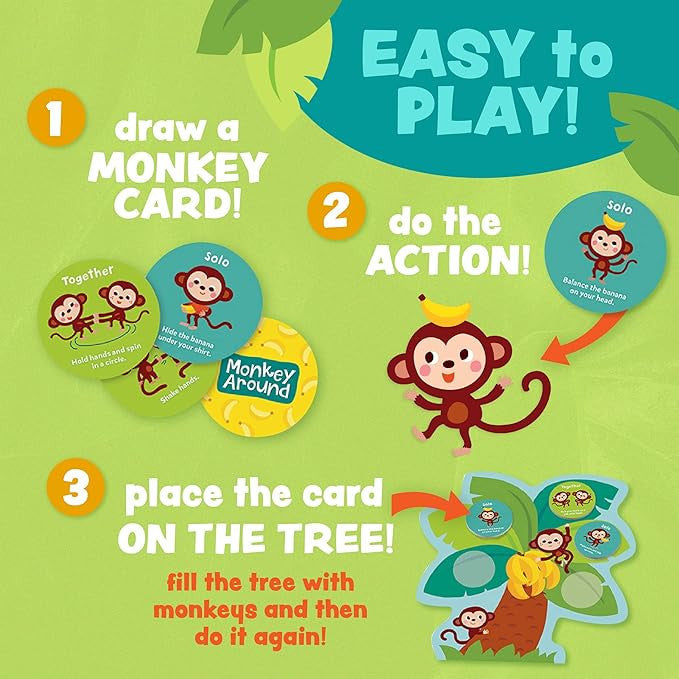 Monkey Around The Wiggle and Giggle Game with tree board and banana bean bag