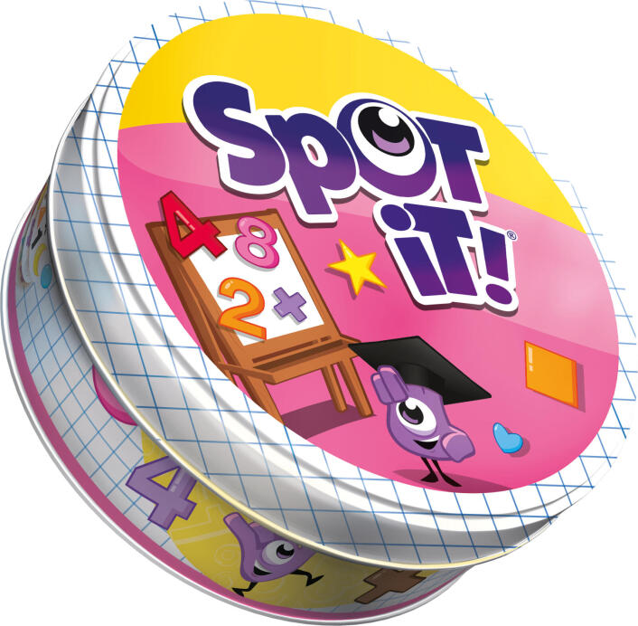 Spot It! 1,2,3 numbers and shapes matching card game tin