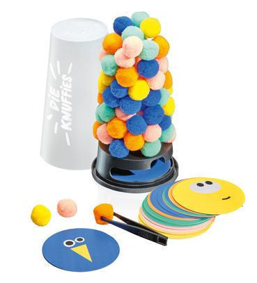 The Fuzzies tactile fuzzy pom-pom tower balancing game with tweezers