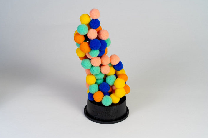 The Fuzzies tactile fuzzy pom-pom tower balancing game with tweezers