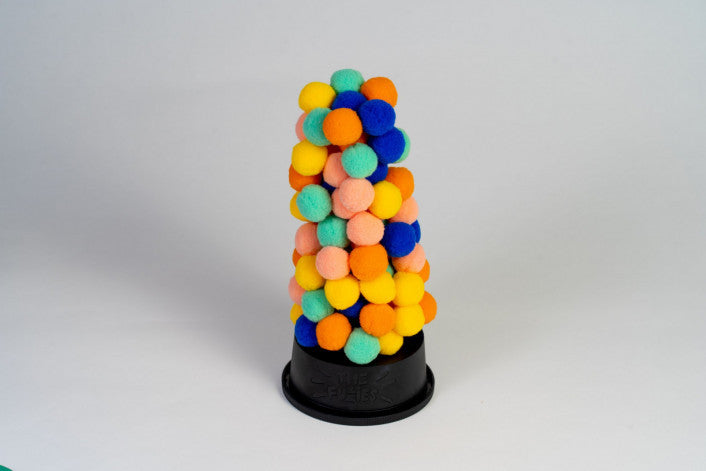 The Fuzzies tactile fuzzy pom-pom tower balancing game with tweezers