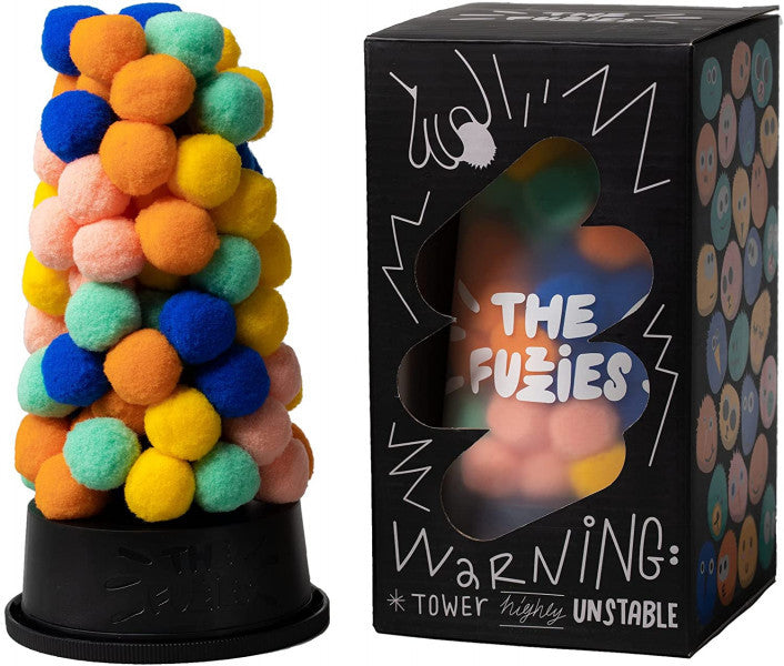 The Fuzzies tactile fuzzy pom-pom tower balancing game with tweezers